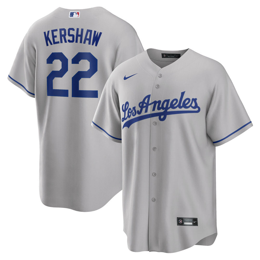 Men's Los Angeles Dodgers Clayton Kershaw Road Player Name Jersey - Gray